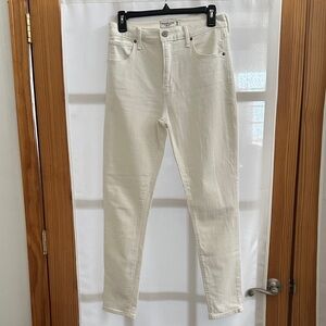 A&F Cream High-Rise Slim Jeans
